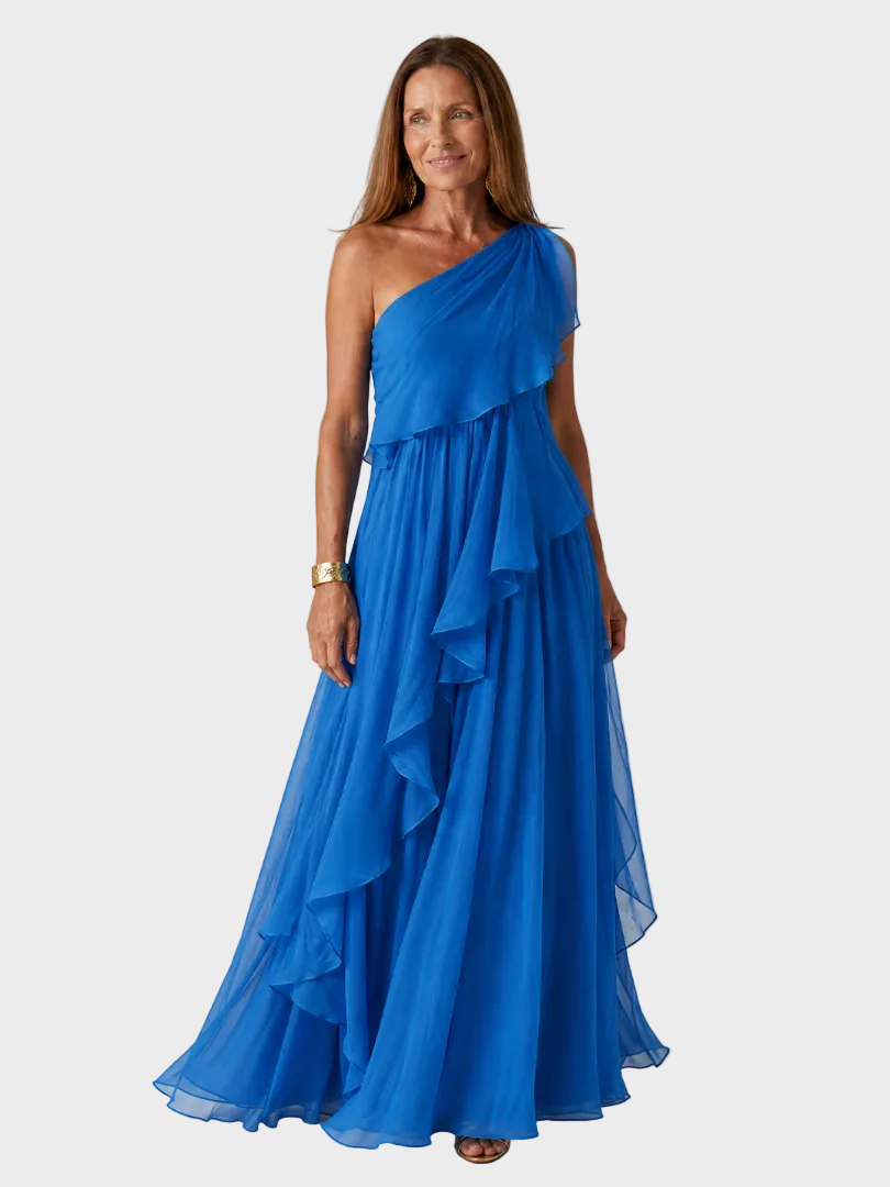 Talia - One-Shoulder-Maxikleid mit Volants