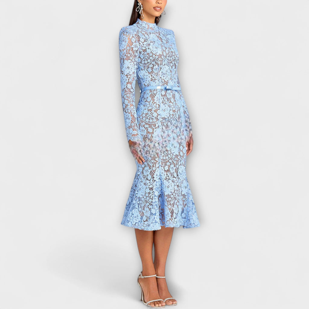 Freya - Elegantes Midi-Kleid aus floraler Spitze