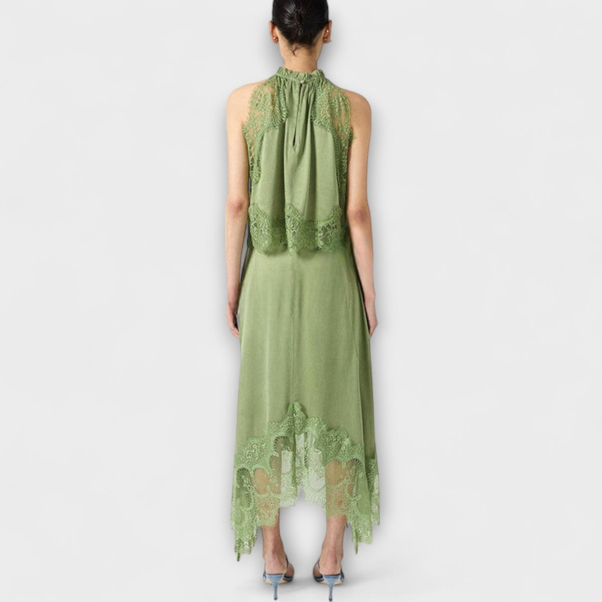 Kaia - Bluse mit Spitzenbesatz und plissiertem Ausschnitt im Set