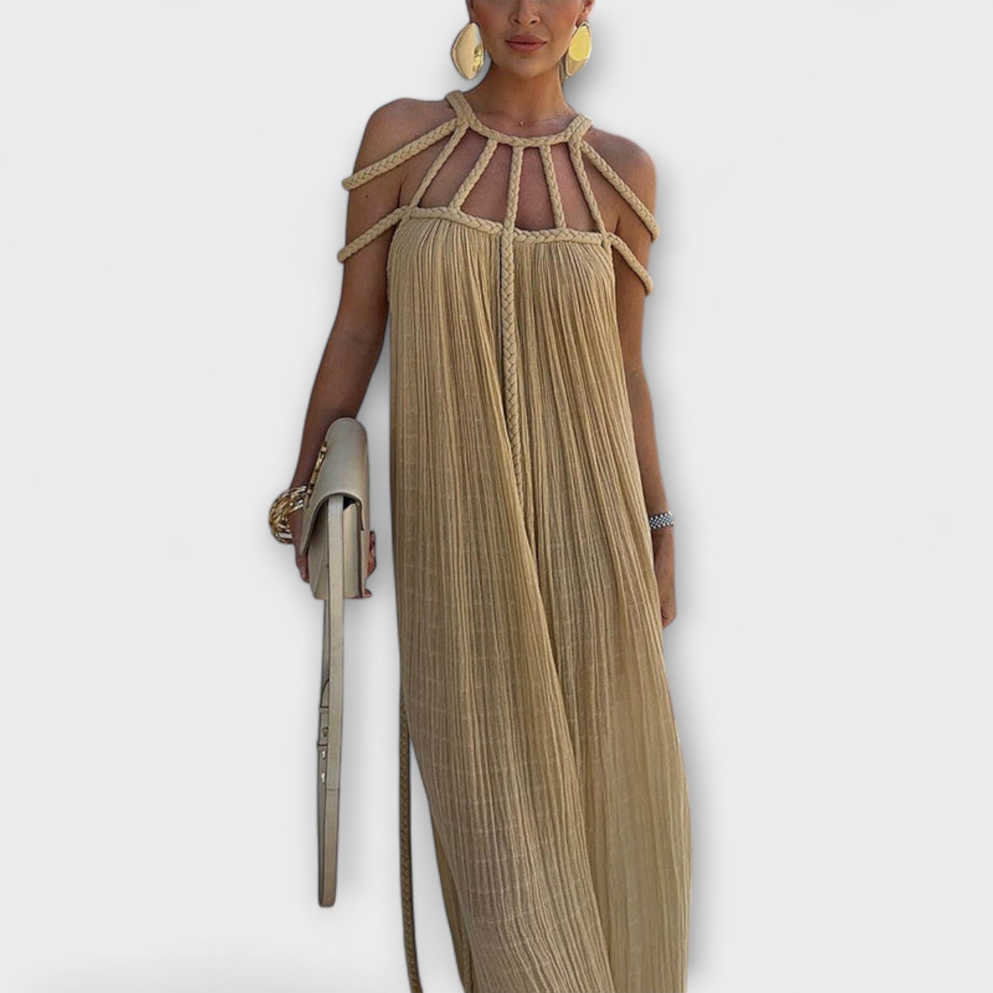 Briar - Ein schickes Maxikleid aus Mischgewebe mit drapierten Zöpfen