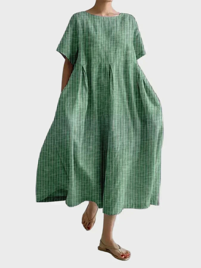 Kleid Damen Karomuster Weiter Schnitt Rot Blau Grün Grau Lila