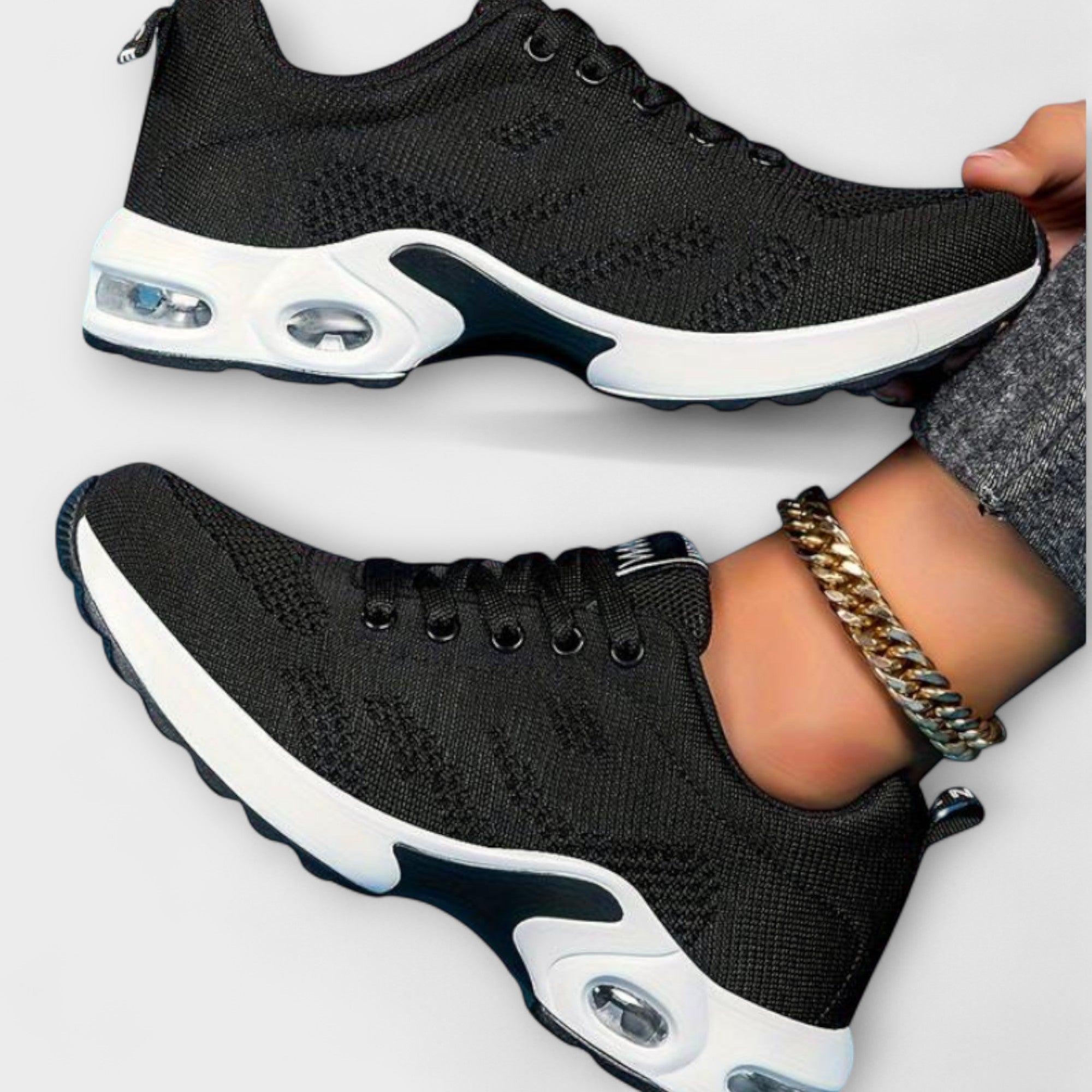 Sneaker Damen Orthopädisch Weiche Sohle Klettverschluss Schwarz Rosa Lila – Lina