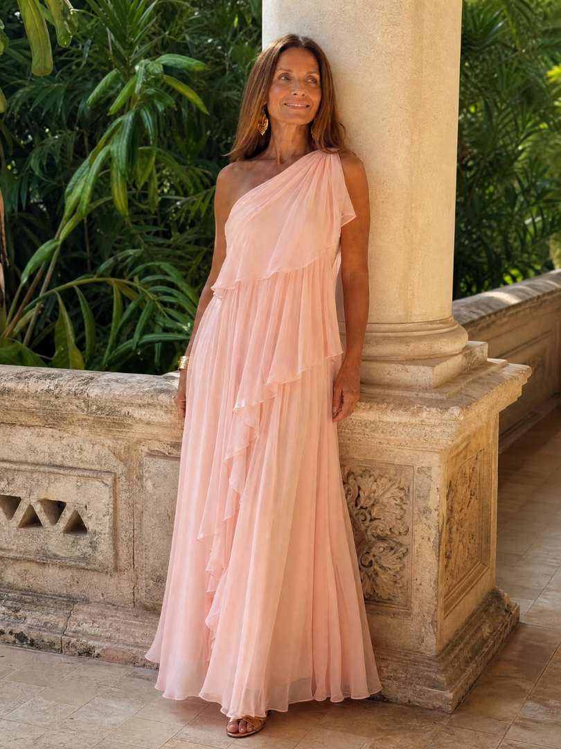 Talia - One-Shoulder-Maxikleid mit Volants