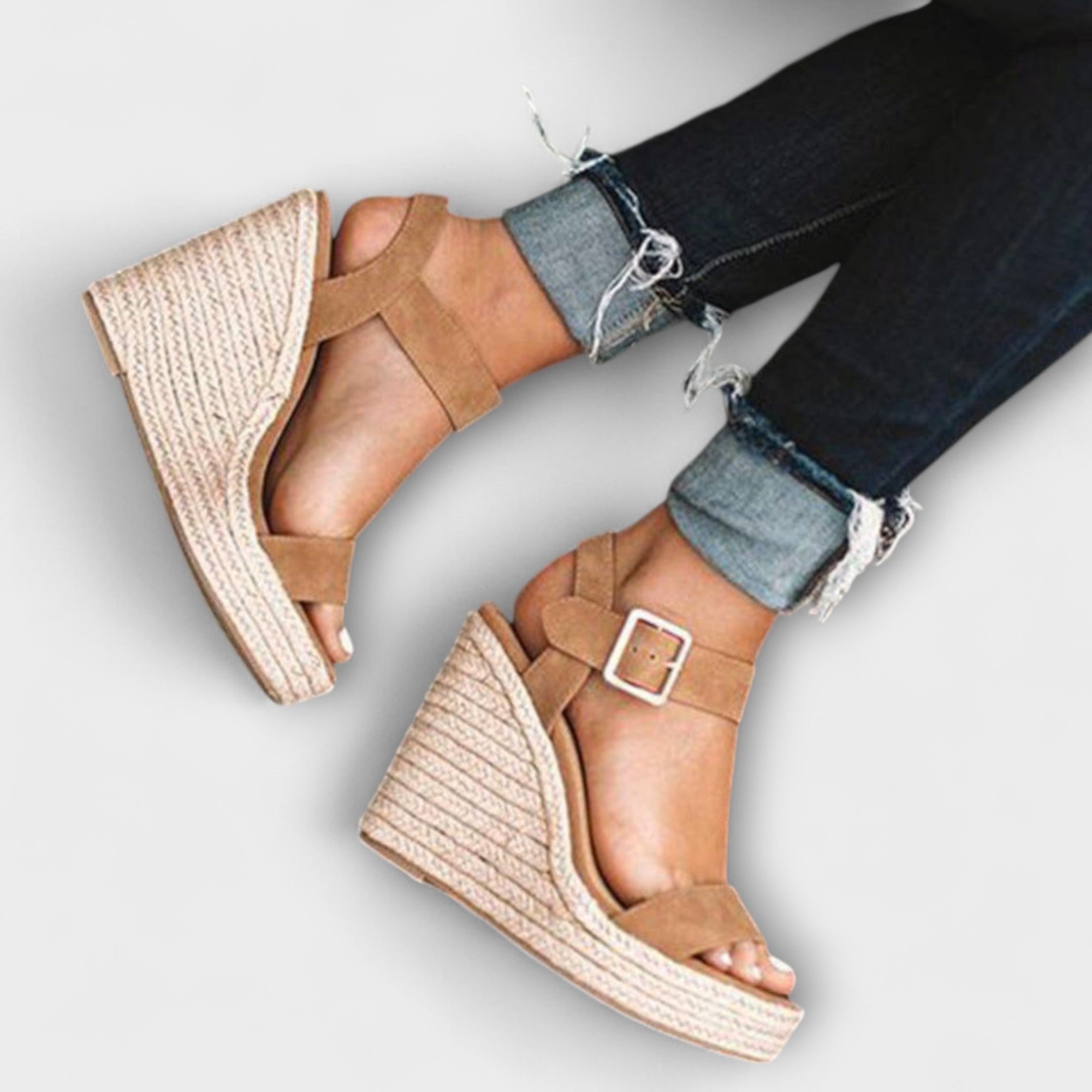Sandalen Damen Riemchen Schnalle Schlangenmuster Braun Schwarz – Elizabeth