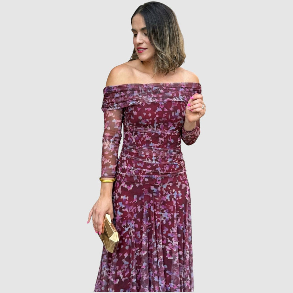 Dana - Off-Shoulder-Abendkleid mit Blumenmuster