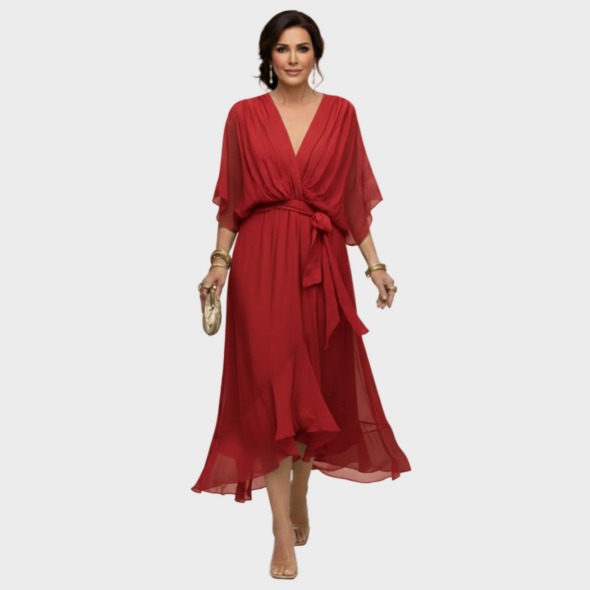 Monica - Chiffonkleid mit V-Ausschnitt