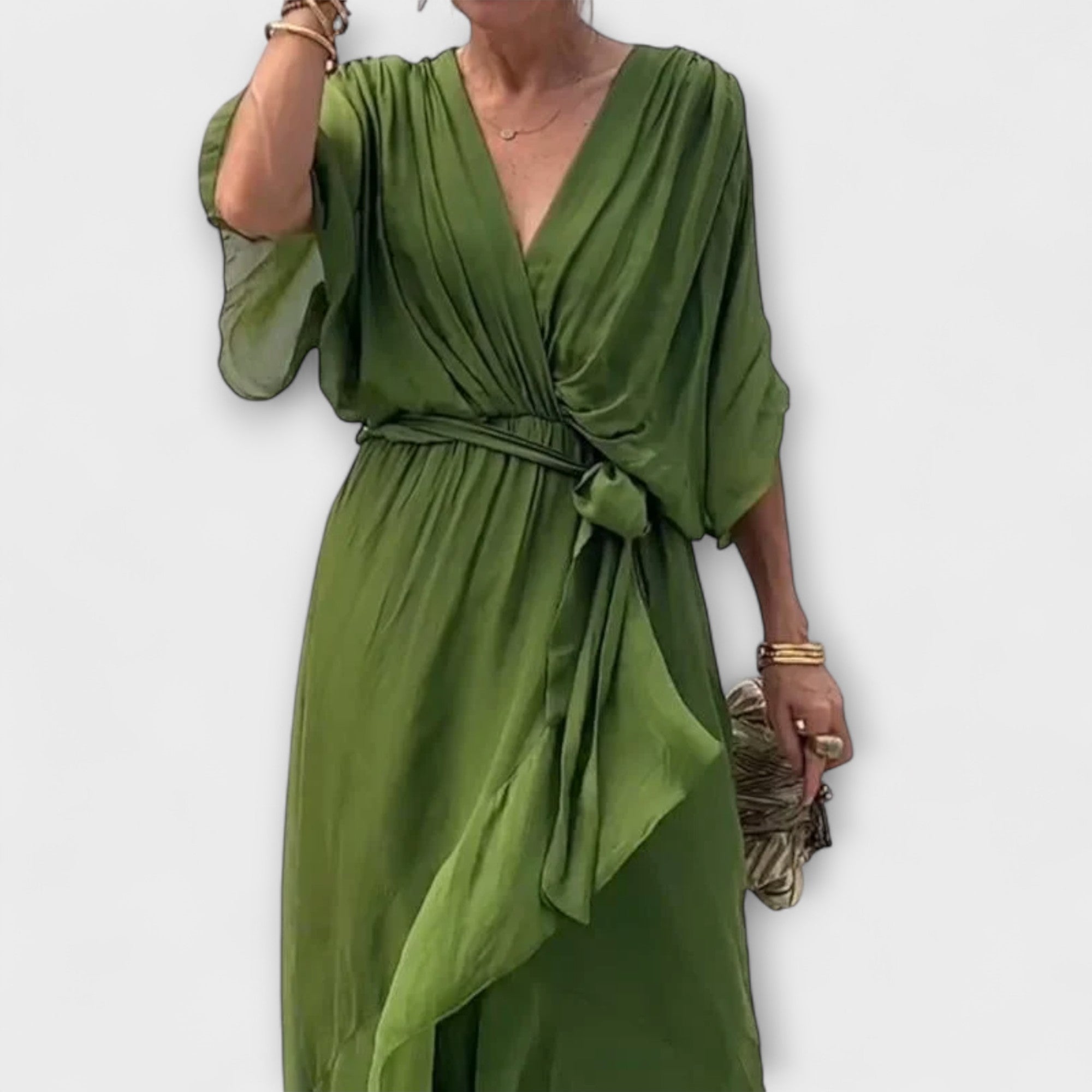 Amoura - Chiffonkleid mit V-Ausschnitt