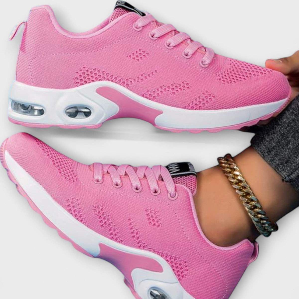 Sneaker Damen Orthopädisch Weiche Sohle Klettverschluss Schwarz Rosa Lila – Lina