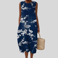 Dunkelblaues Kleid mit Kirschblüten