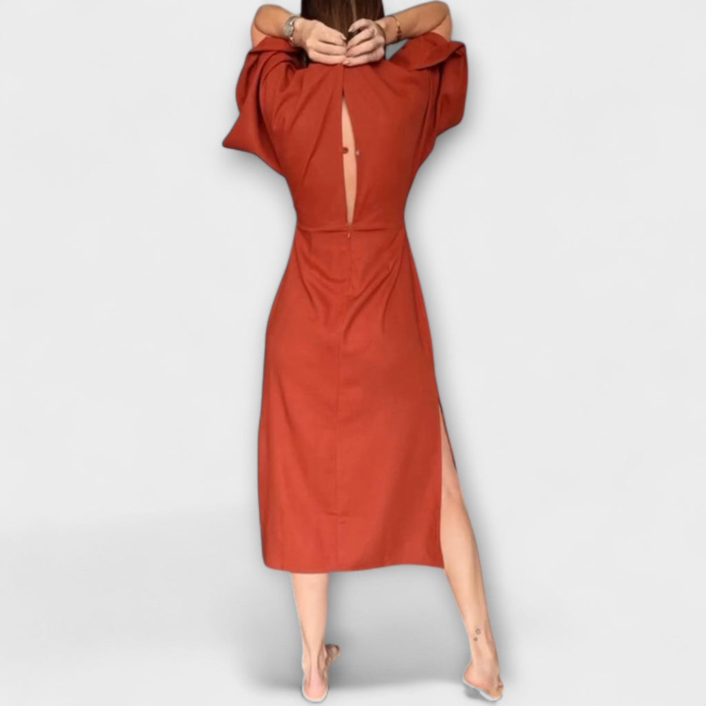 Holly - Lässiges Kleid mit V-Ausschnitt und Krawatte