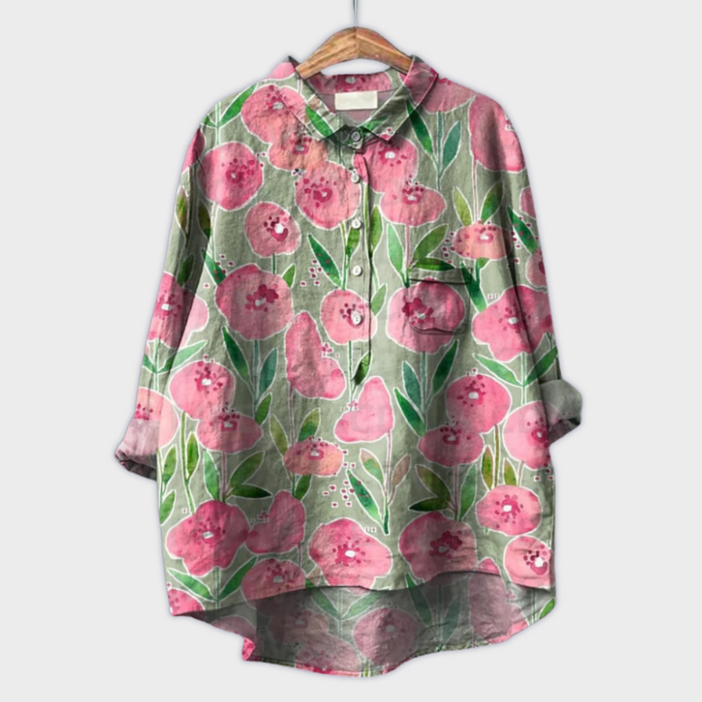 Magdalena - Handgemachte Damenbluse mit floralem Design
