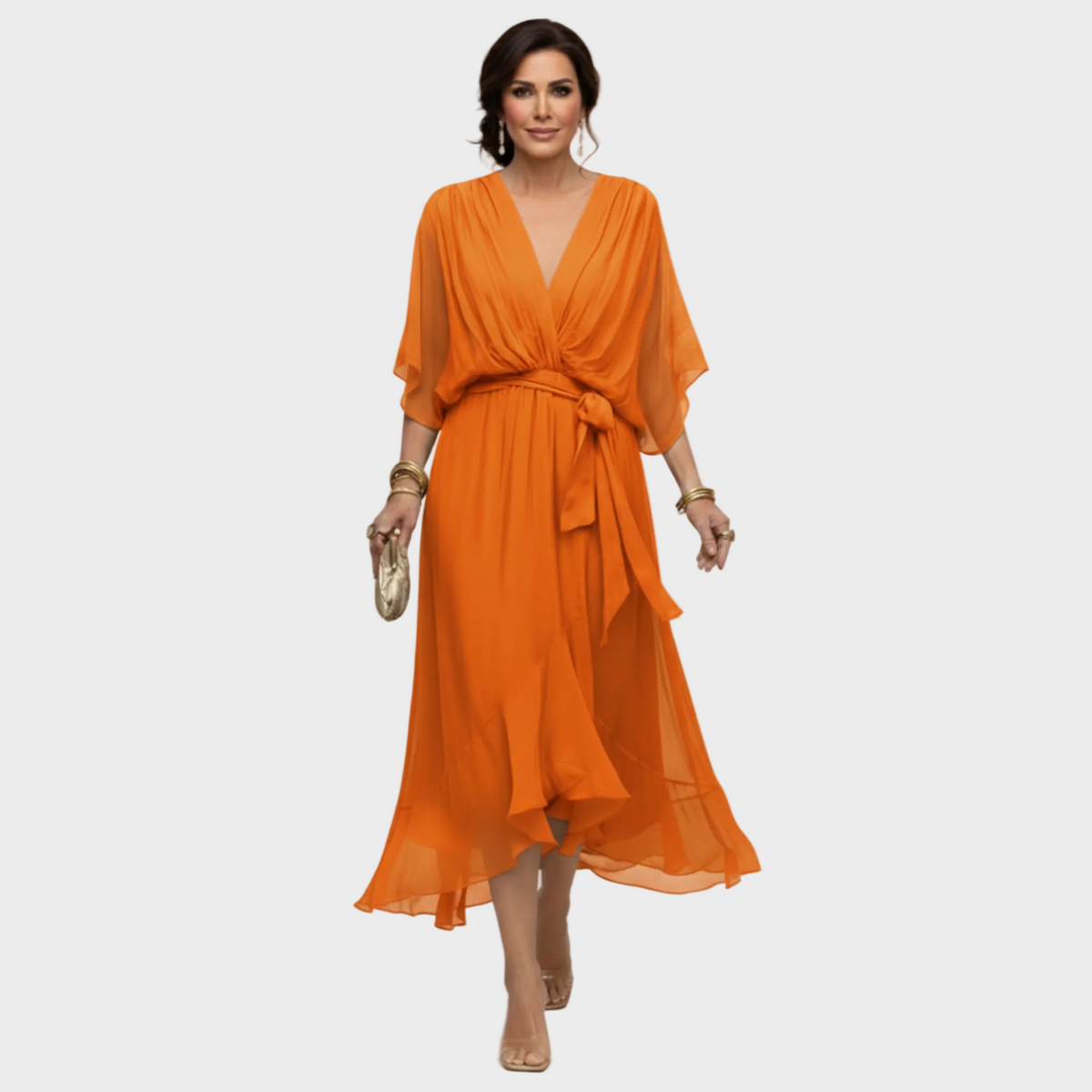 Monica - Chiffonkleid mit V-Ausschnitt