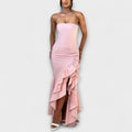 Zuri - Off-Shoulder Slim Fit Maxikleid mit asymmetrischem Saum