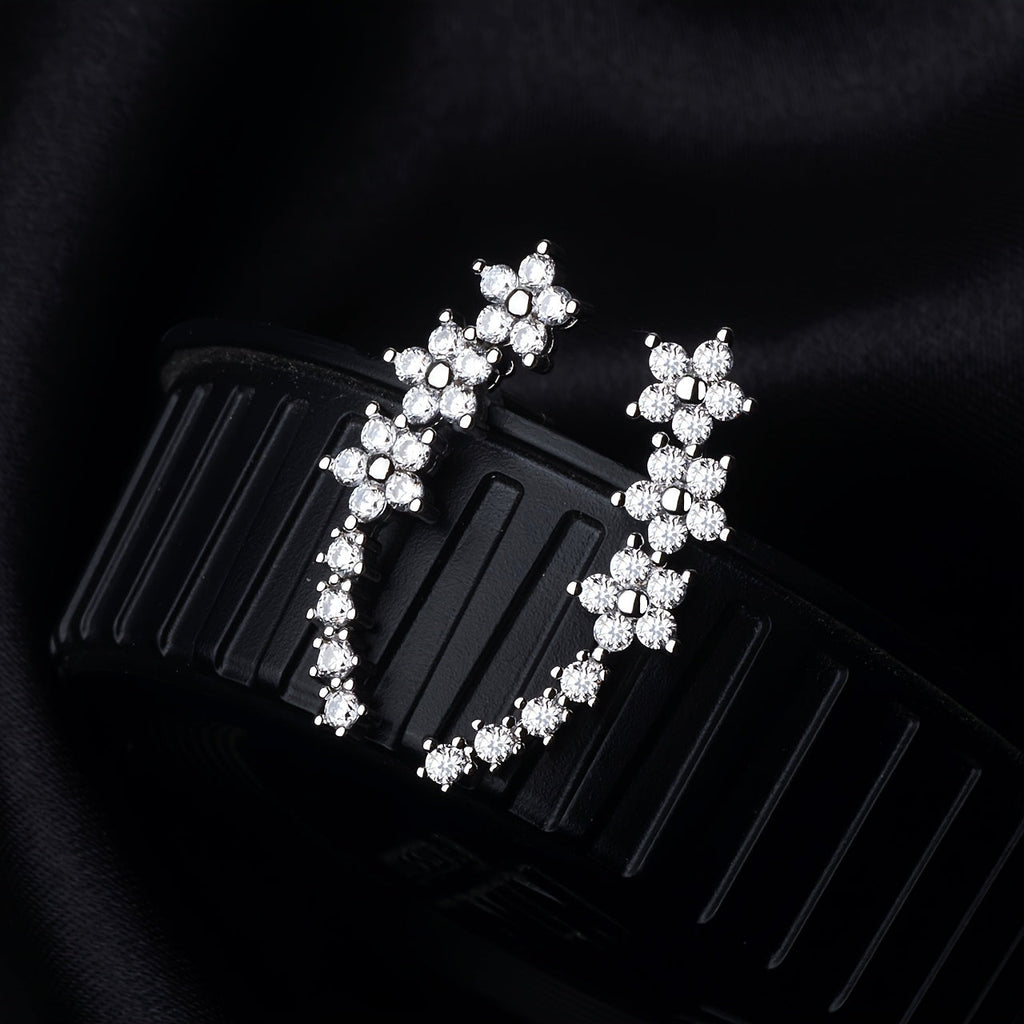 Luxuriöse Florale Strass Ohrringe