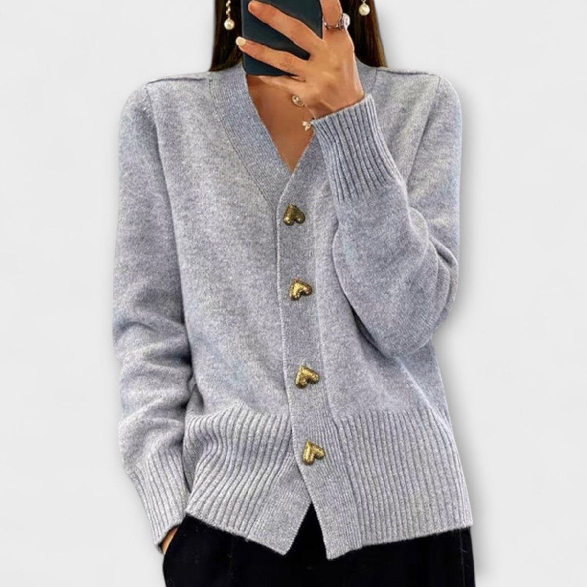 Marij – Damen-Pullover mit V-Ausschnitt im Vintage-Look