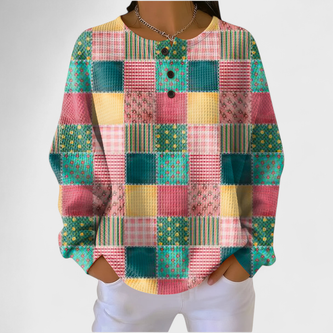 Sweatshirt Damen mehrfarbig warm weite Passform Übergangszeit – Agnes