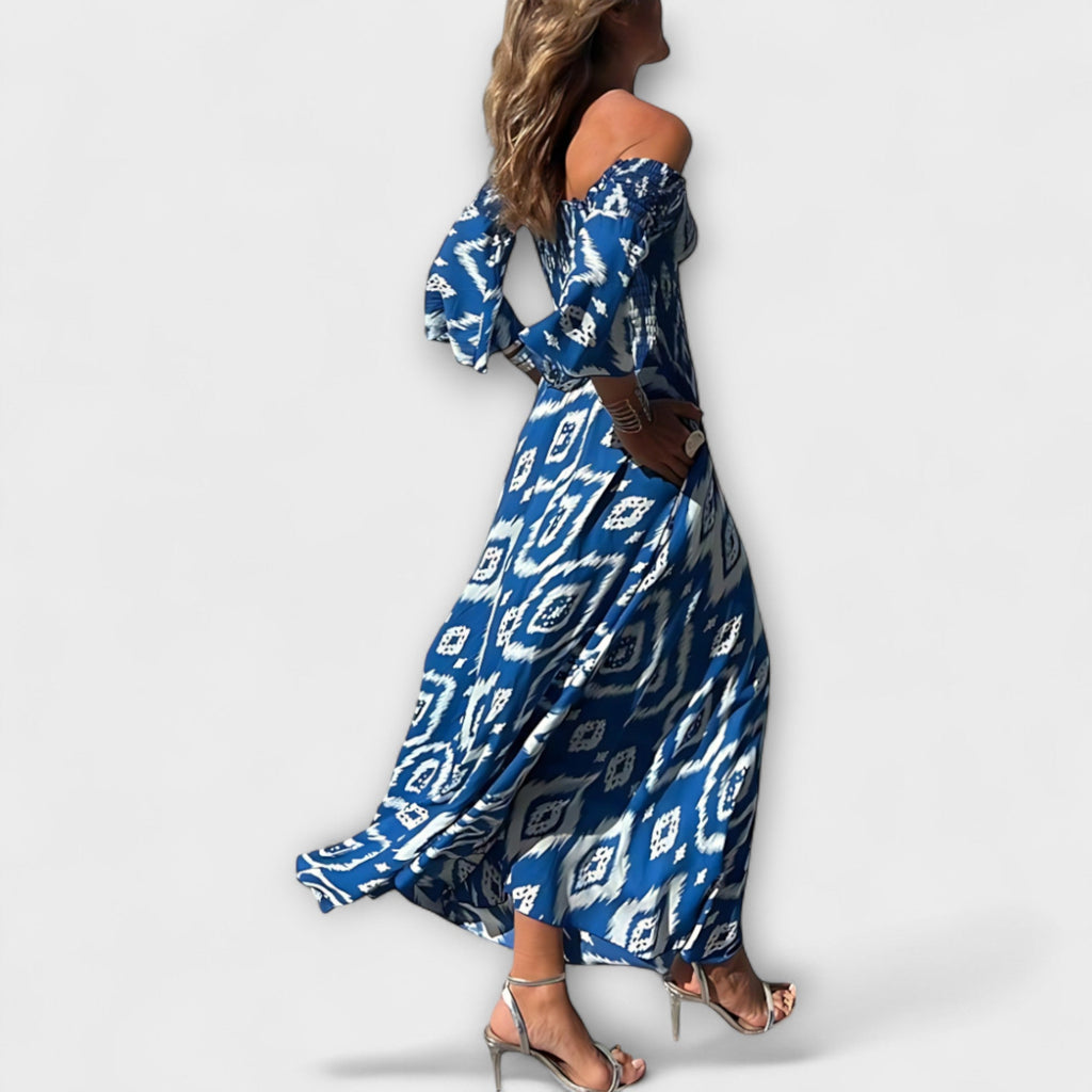 Bella - Off-Shoulder Kleid mit Meeresblumen