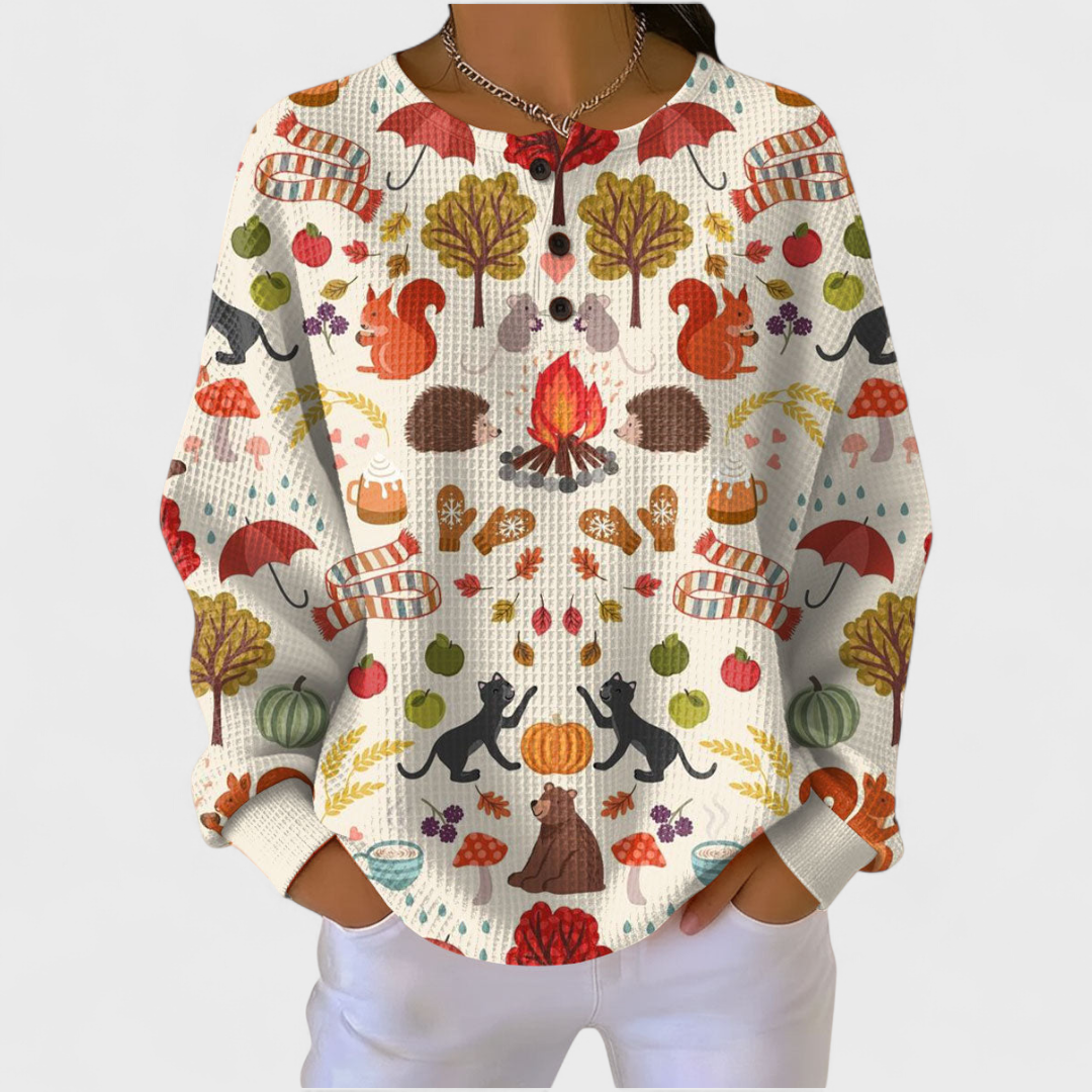 Sweatshirt Damen mehrfarbig weite Passform Langarm für kühle Tage – Alma