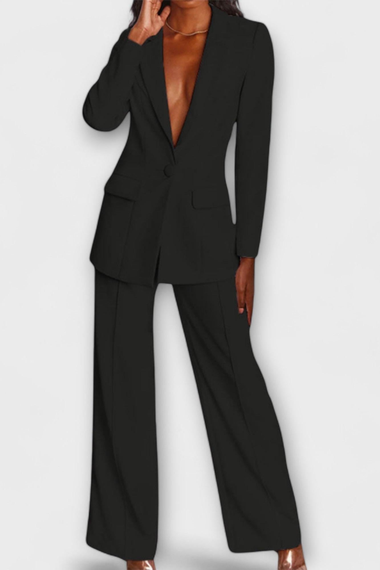 Annemarie | Schwarzes Blazer-Set