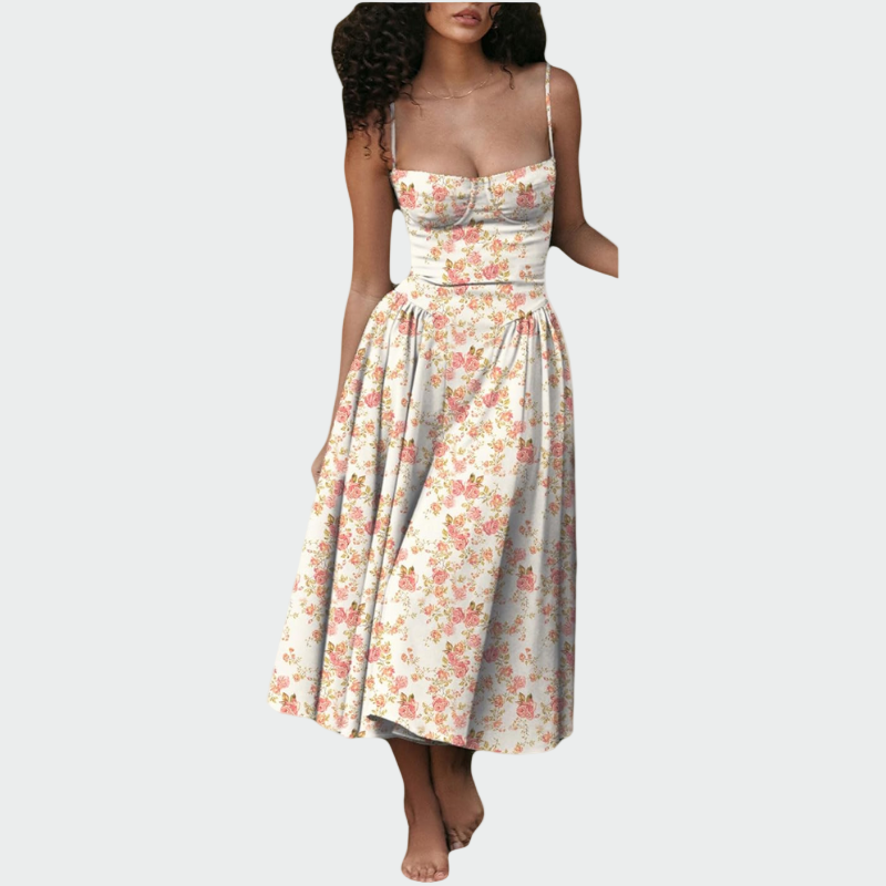 Jaroslava - Satin-Maxikleid mit schmalen Trägern