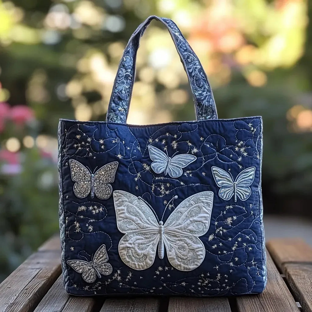 Gesteppte Tasche - Silberner Schmetterling