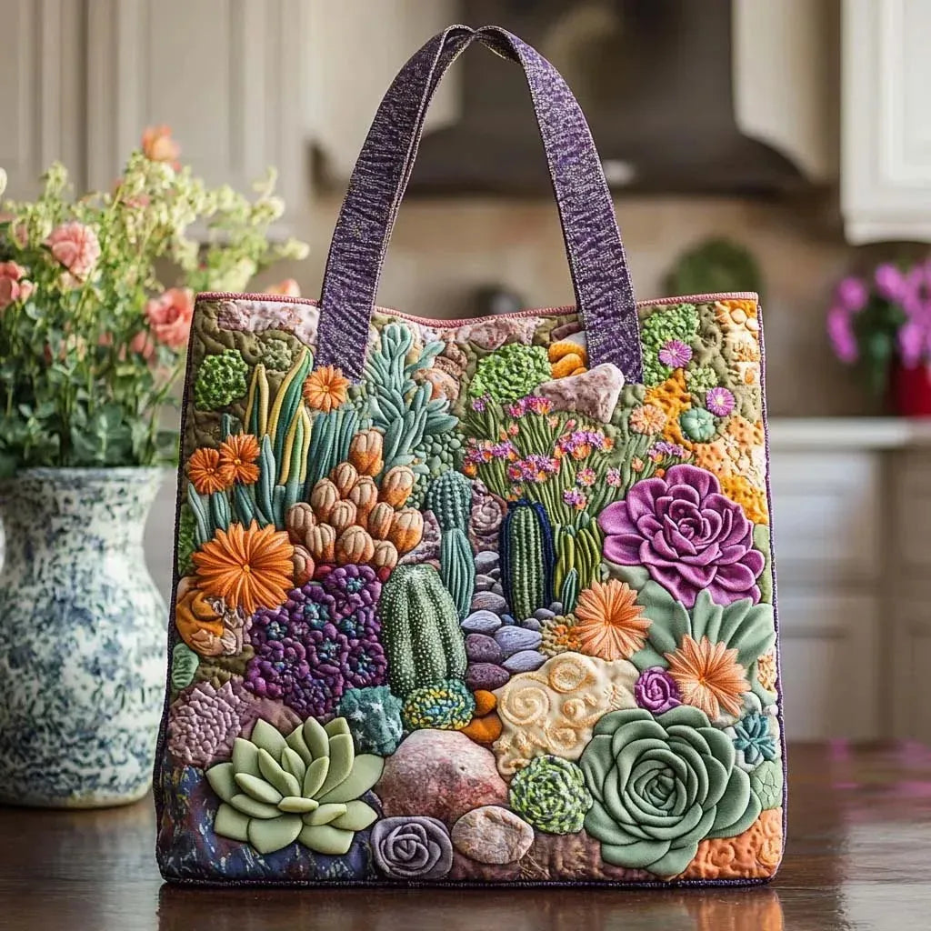 Gesteppte Tasche - Sukkulenten Garten