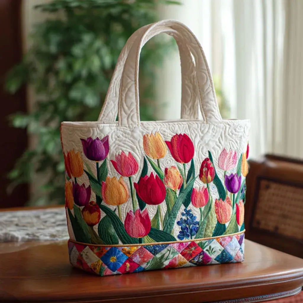 Gesteppte Tasche - Tulpen