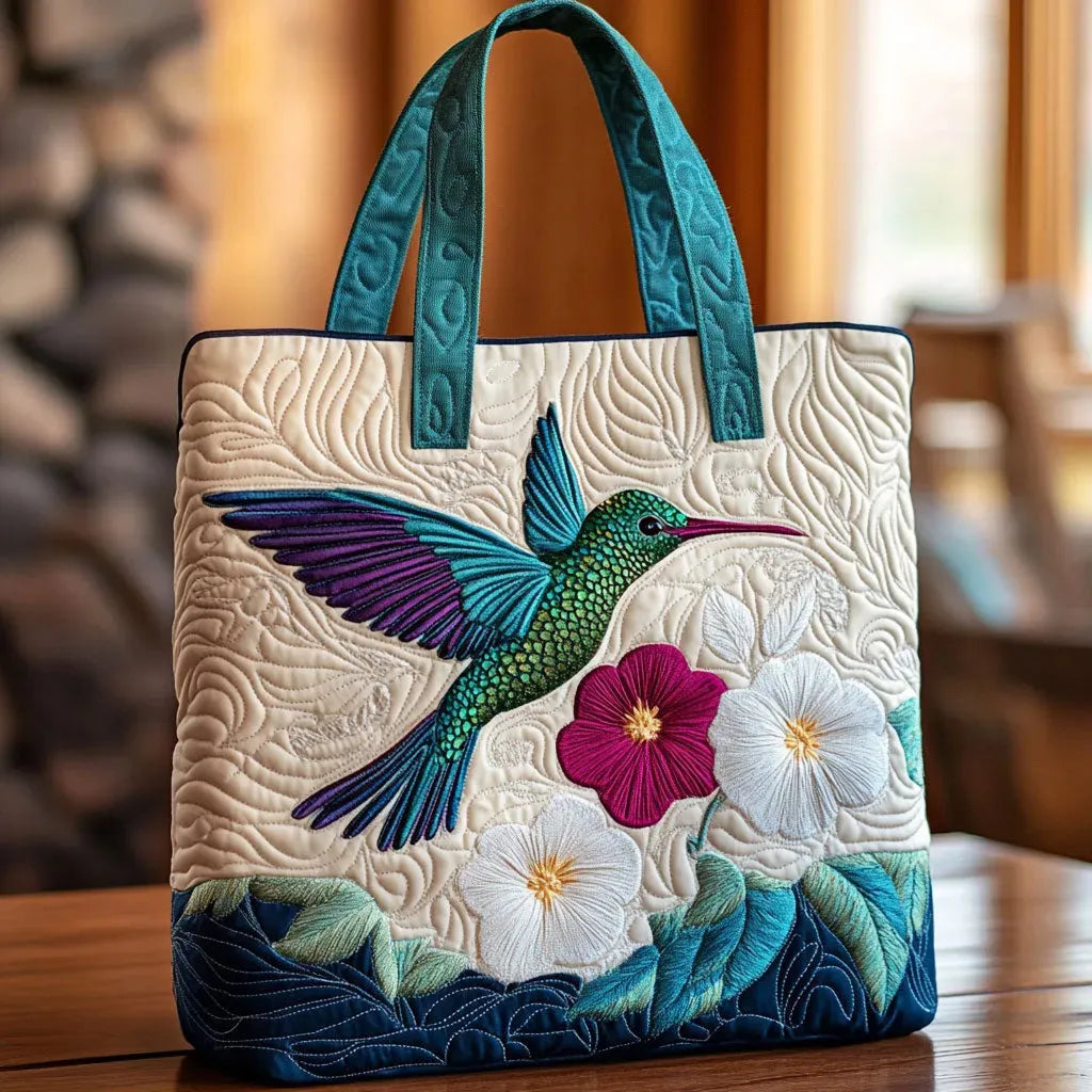 Gesteppte Tasche - Kolibri im Blütenzweig