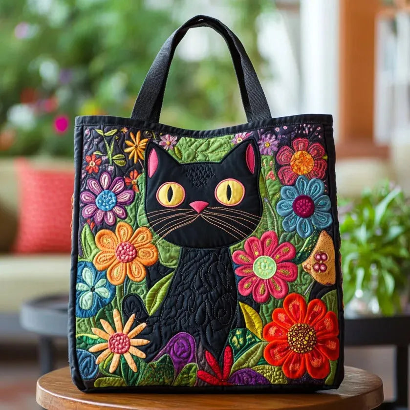 Gesteppte Tasche - Magische schwarze Katze