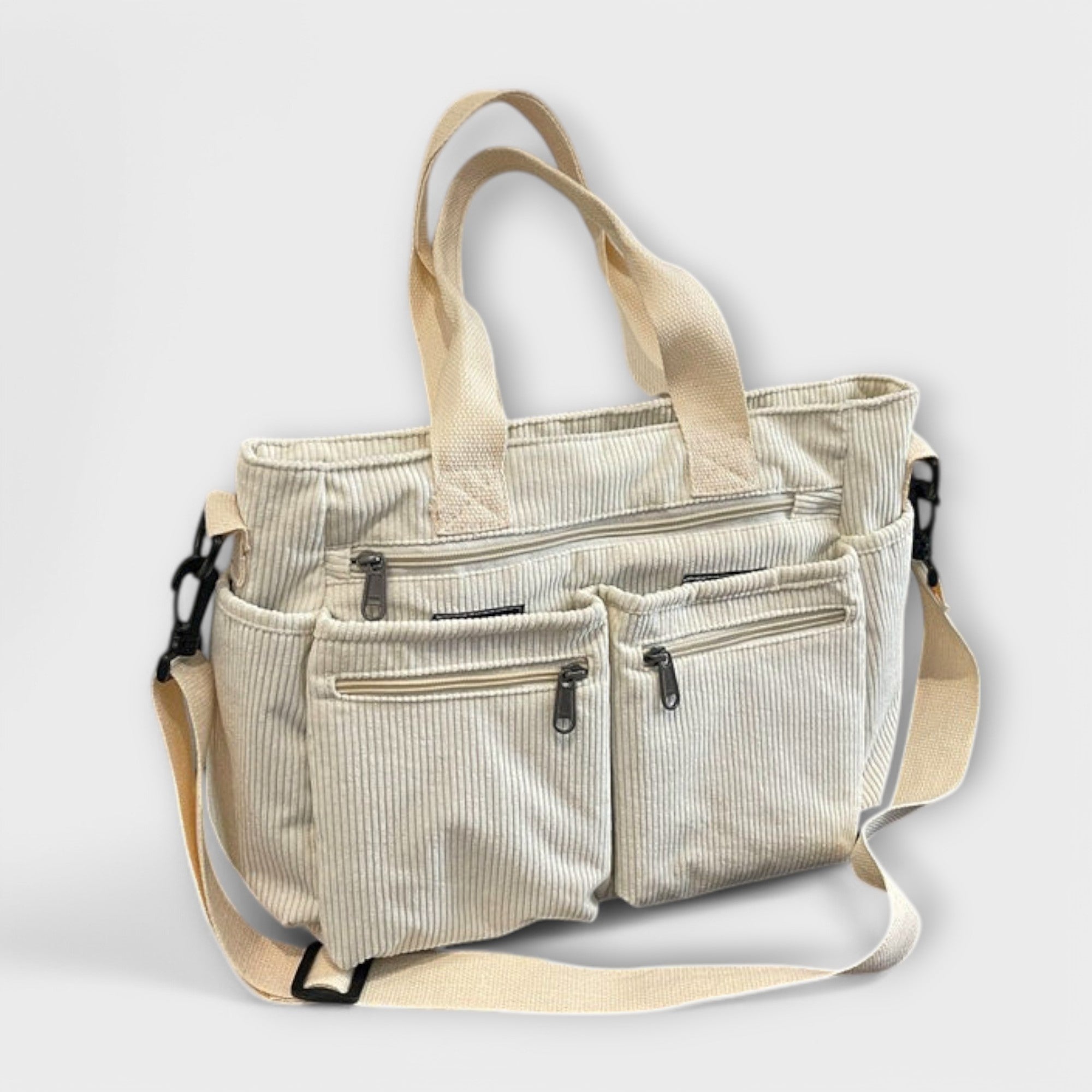 Shopper Damen Leicht Wasserabweisend Reissverschluss Schwarz Grün Braun Beige – Emilia