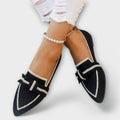 Loafer Damen Flach Knotendetail Bequem Schwarz Königsblau Weiss