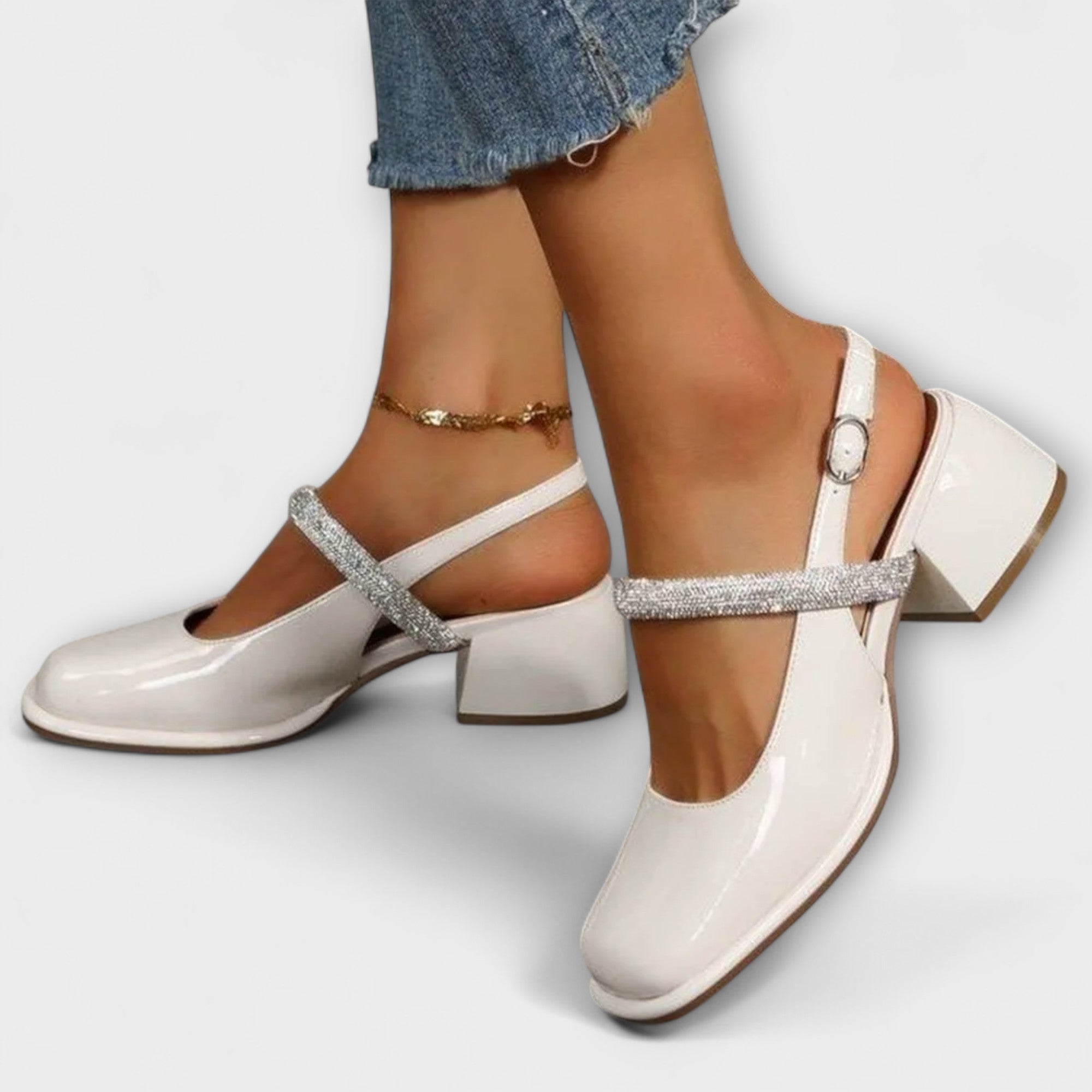 Celandra - Mary Janes mit Glitzer-Riemen und Blockabsatz