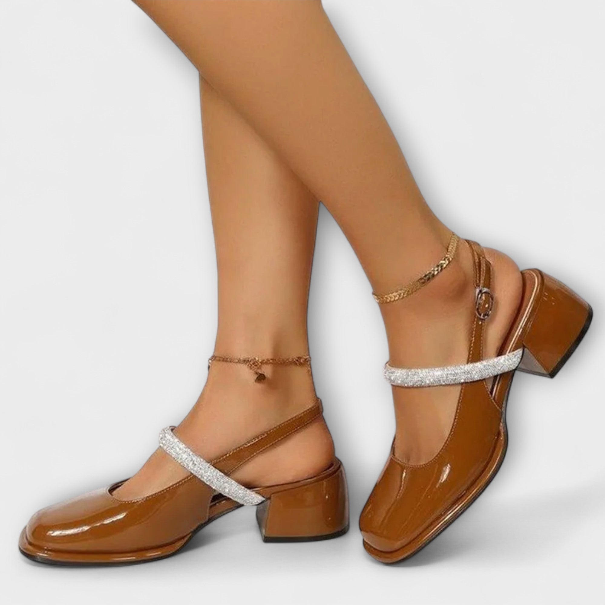 Celandra - Mary Janes mit Glitzer-Riemen und Blockabsatz