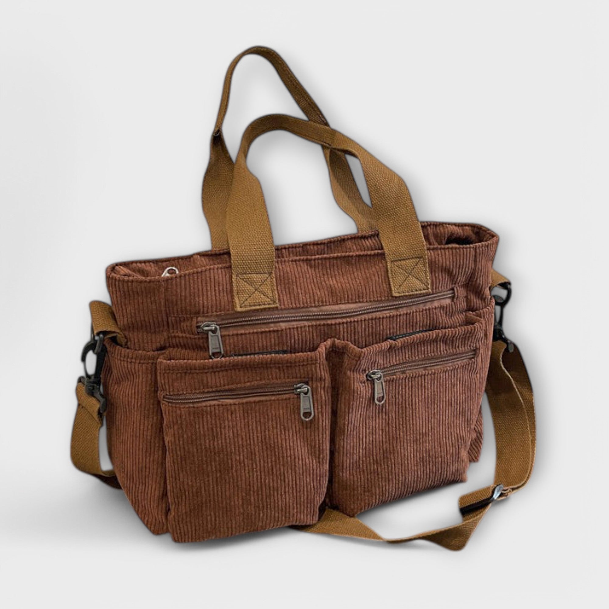 Shopper Damen Leicht Wasserabweisend Reissverschluss Schwarz Grün Braun Beige – Emilia