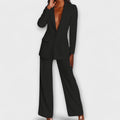 Hosenanzug Damen Zweiteiler Elegant Blazer Schwarz Braun – Amélie