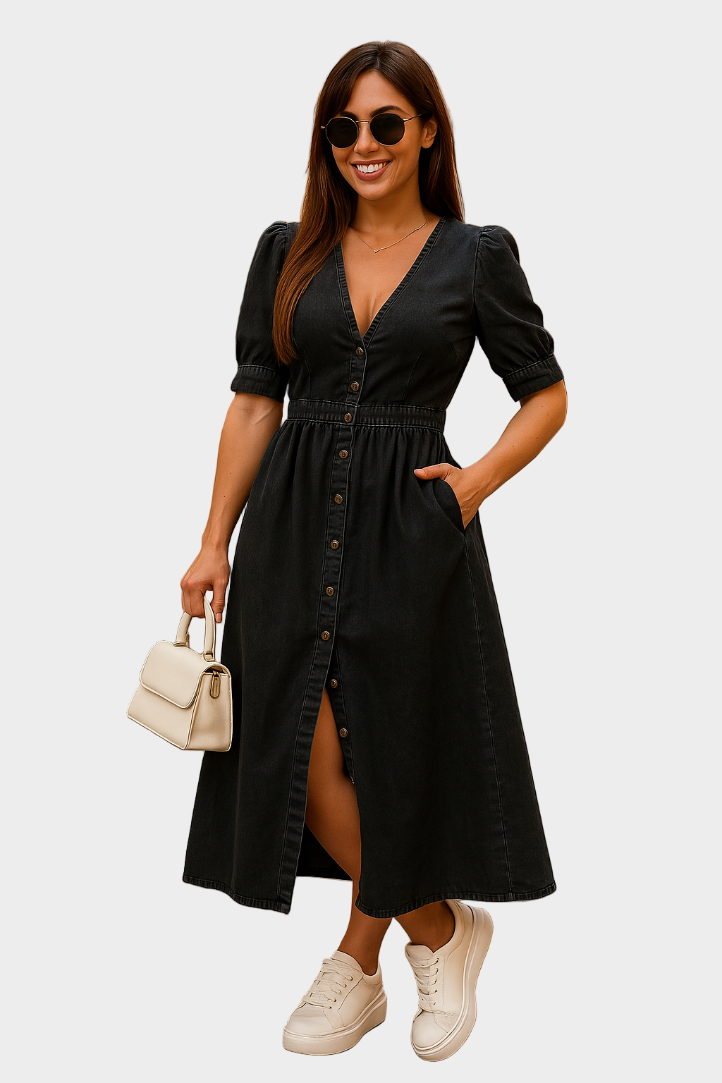 Denim-Kleid mit Knöpfen