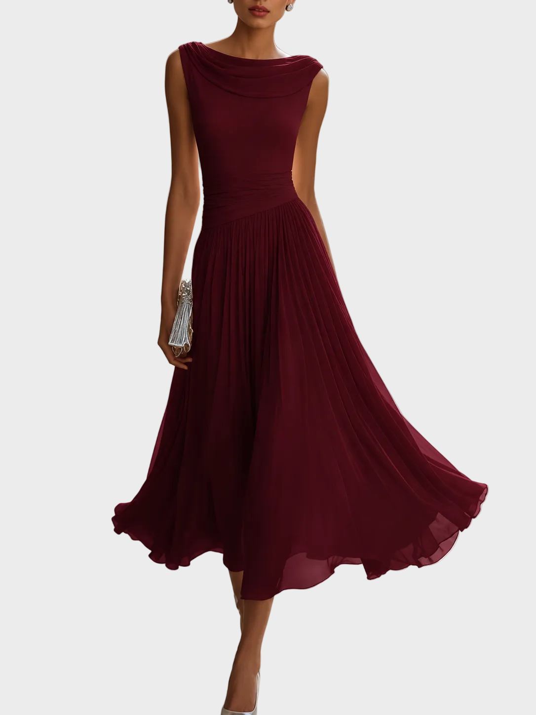 Natalia - Midikleid mit drapiertem Ausschnitt