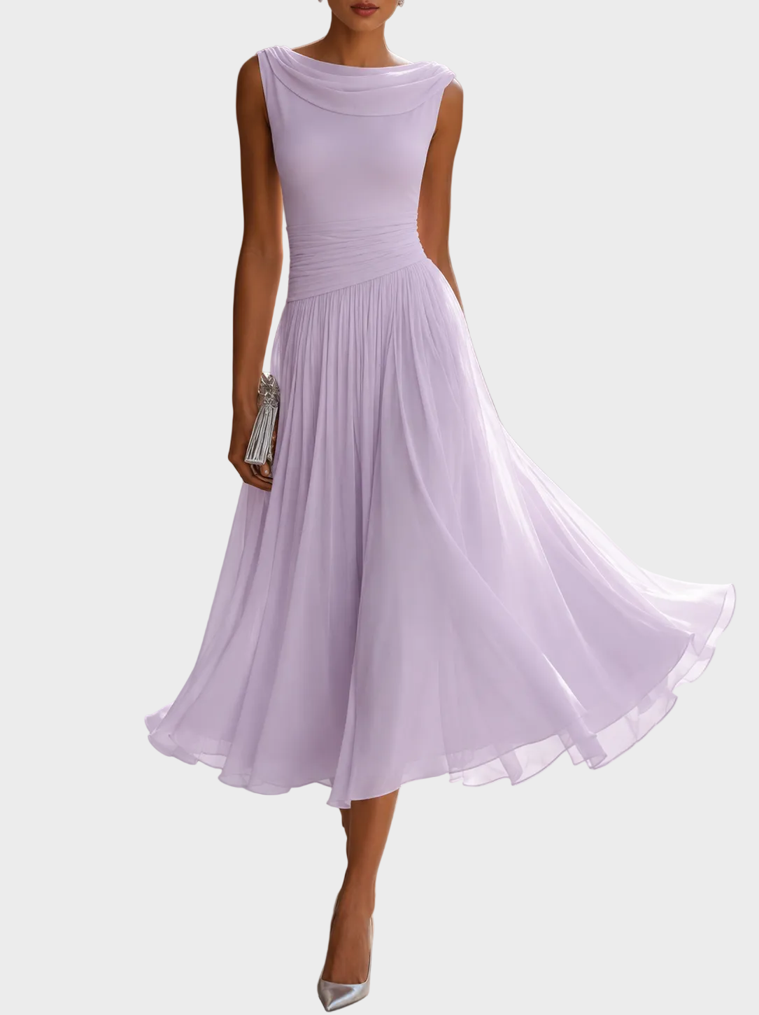 Natalia - Midikleid mit drapiertem Ausschnitt