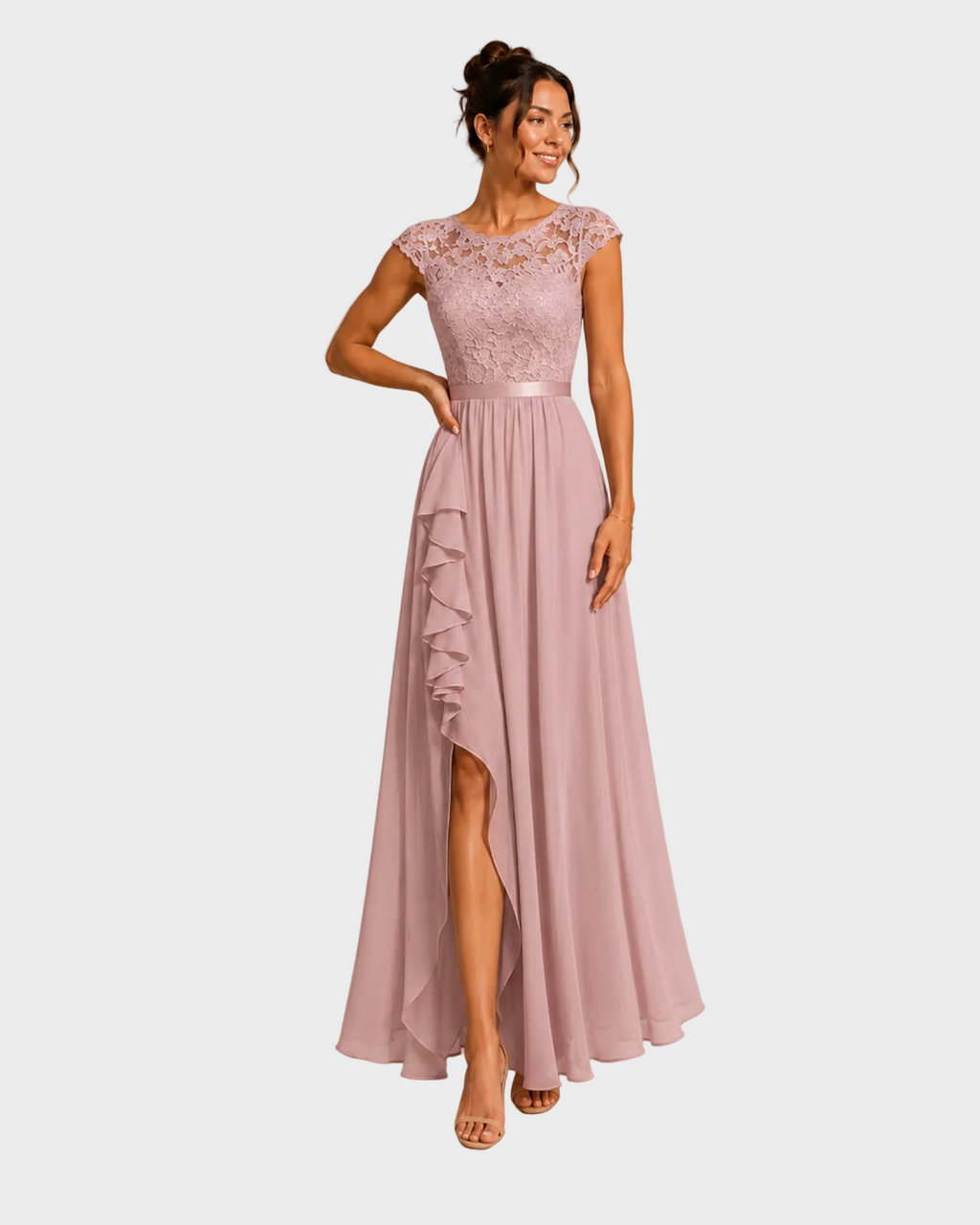 Justyna - Maxikleid mit Volants und Spitze