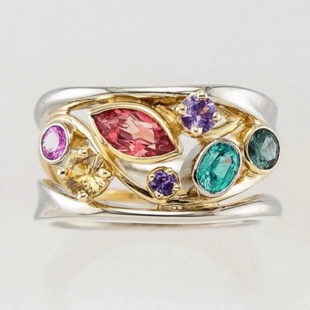 Vintage Ring mit zweifarbigen Steinen