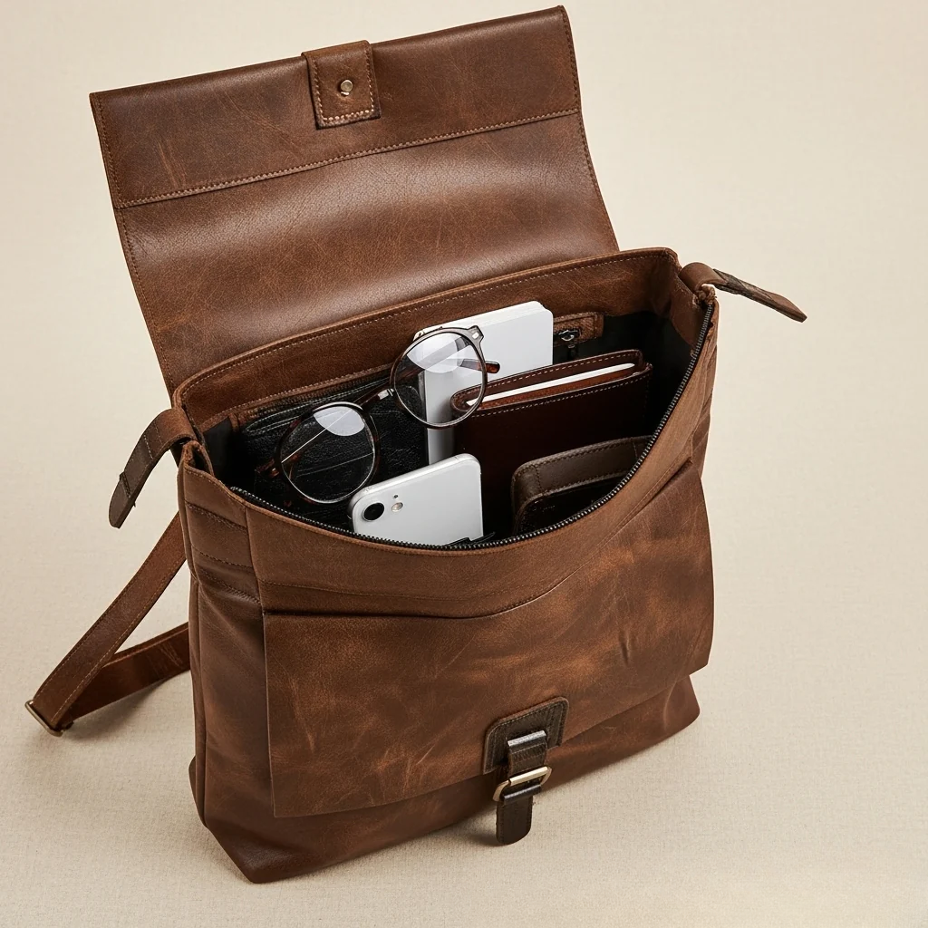 Rucksack Damen Leder Wandelbar zur Umhängetasche Vintage-Look Karamell Grün Blau – Mats