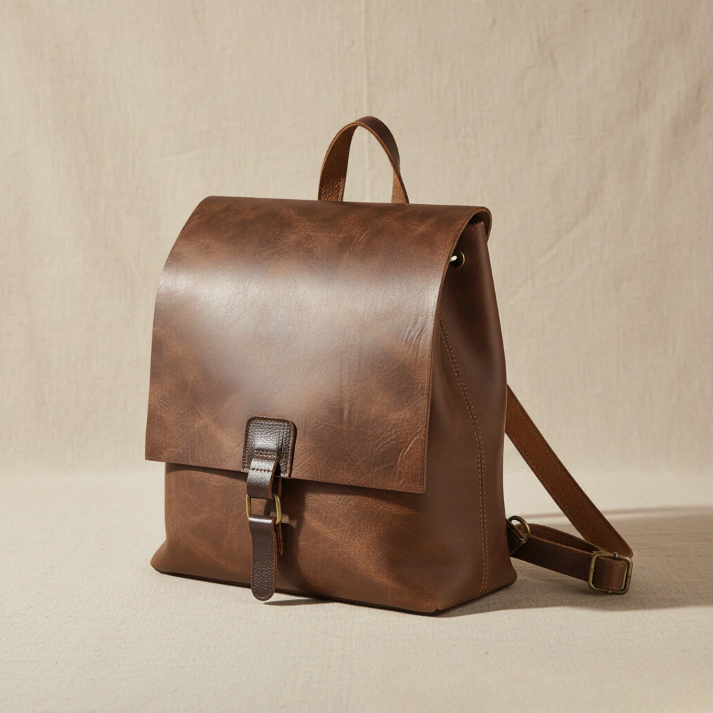 Rucksack Damen Leder Wandelbar zur Umhängetasche Vintage-Look Karamell Grün Blau – Mats