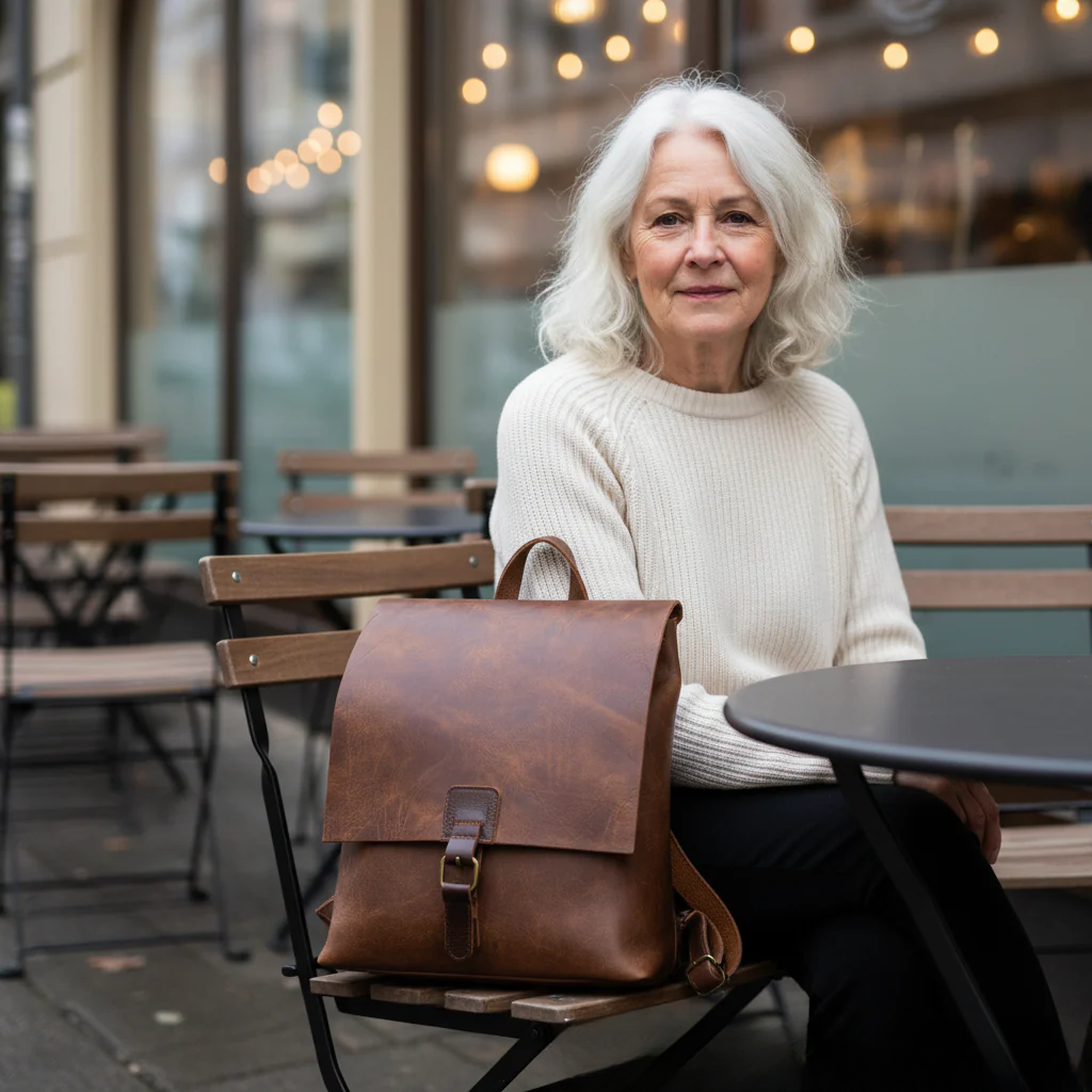 Rucksack Damen Leder Wandelbar zur Umhängetasche Vintage-Look Karamell Grün Blau – Mats