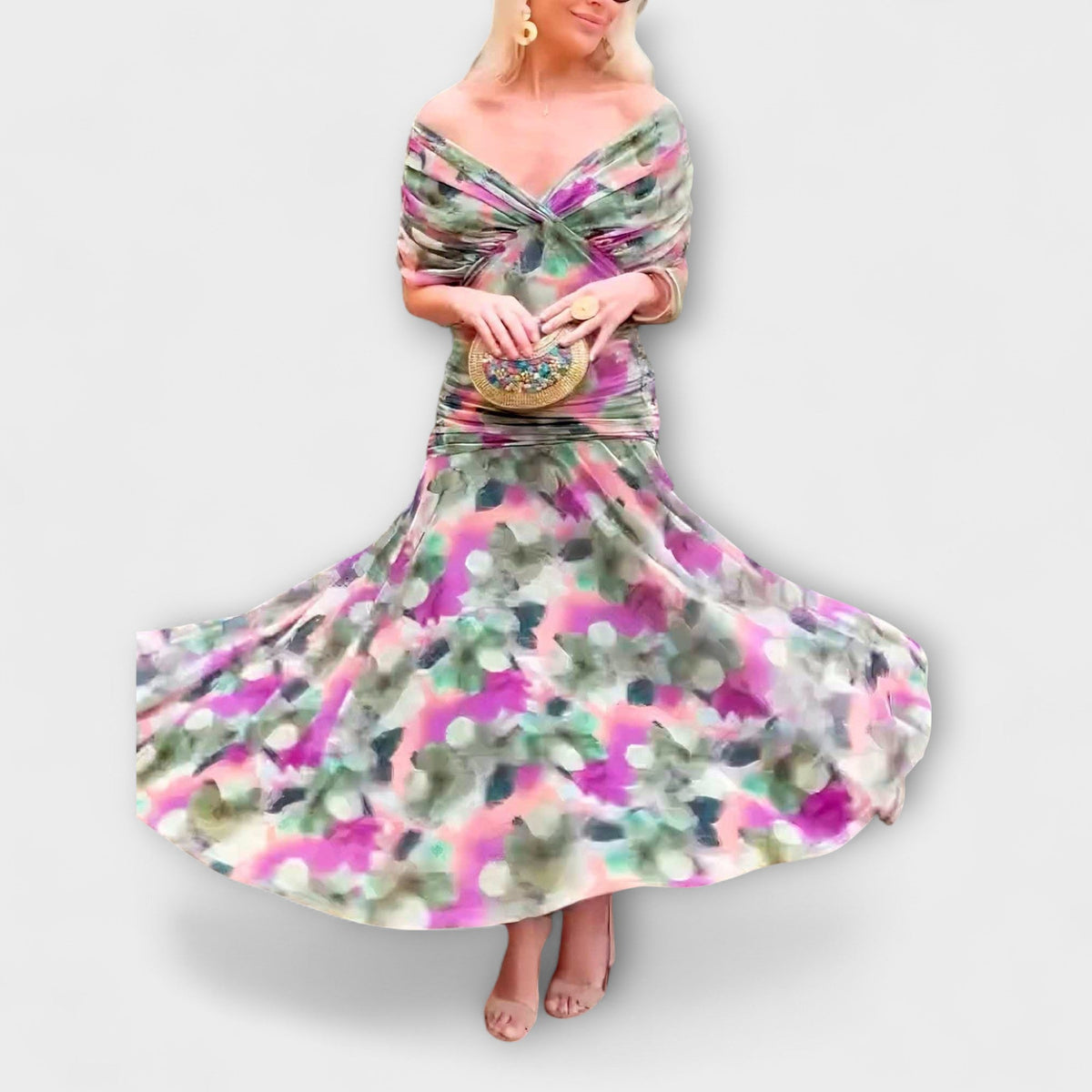 Aurora - Schickes V-Ausschnitt Maxikleid