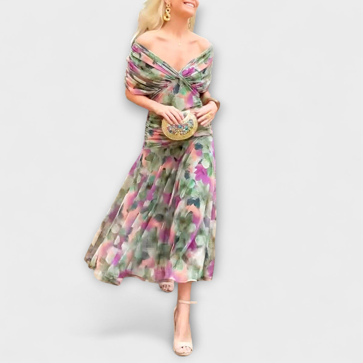 Aurora - Schickes V-Ausschnitt Maxikleid