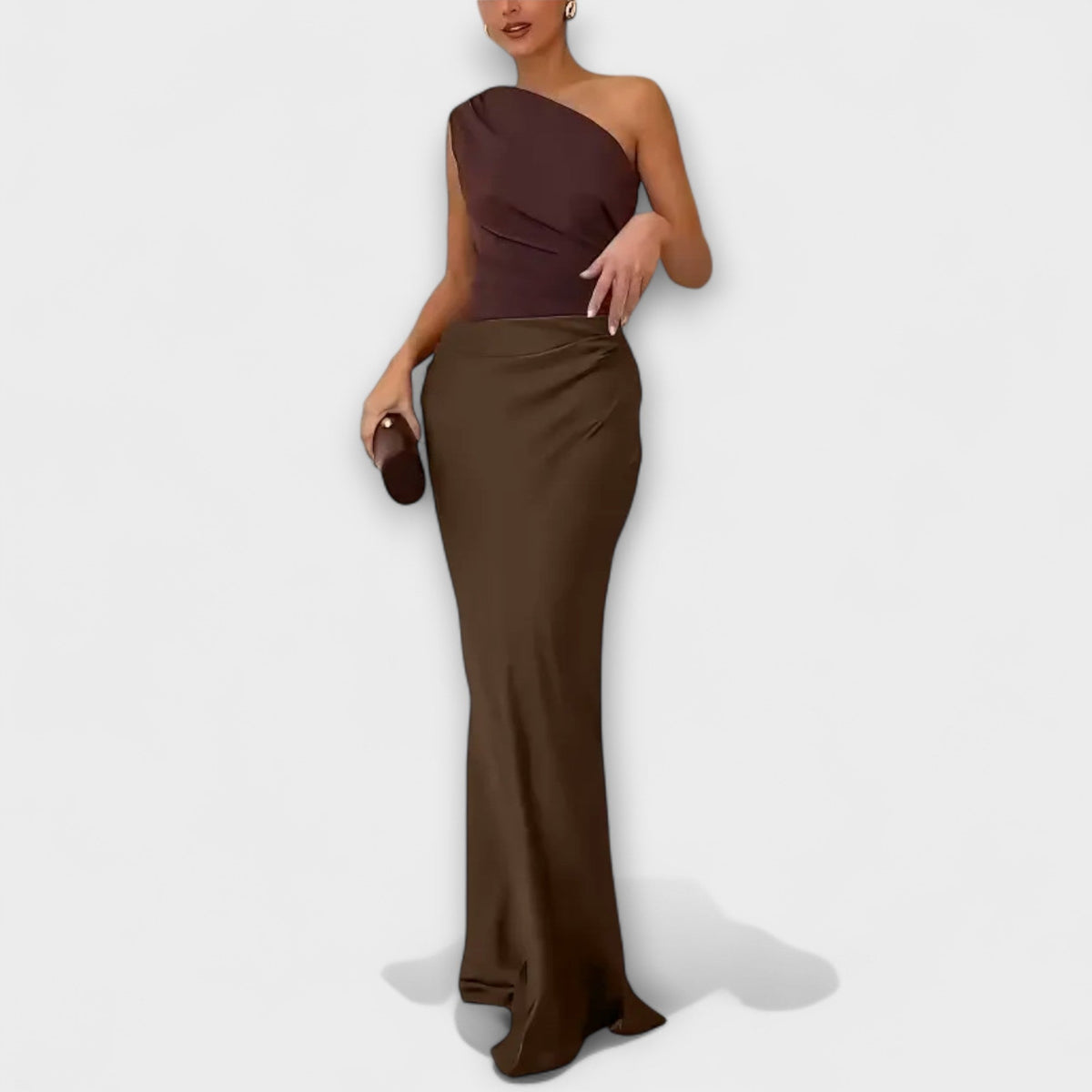 One-Shoulder-Maxikleid mit Raffungen