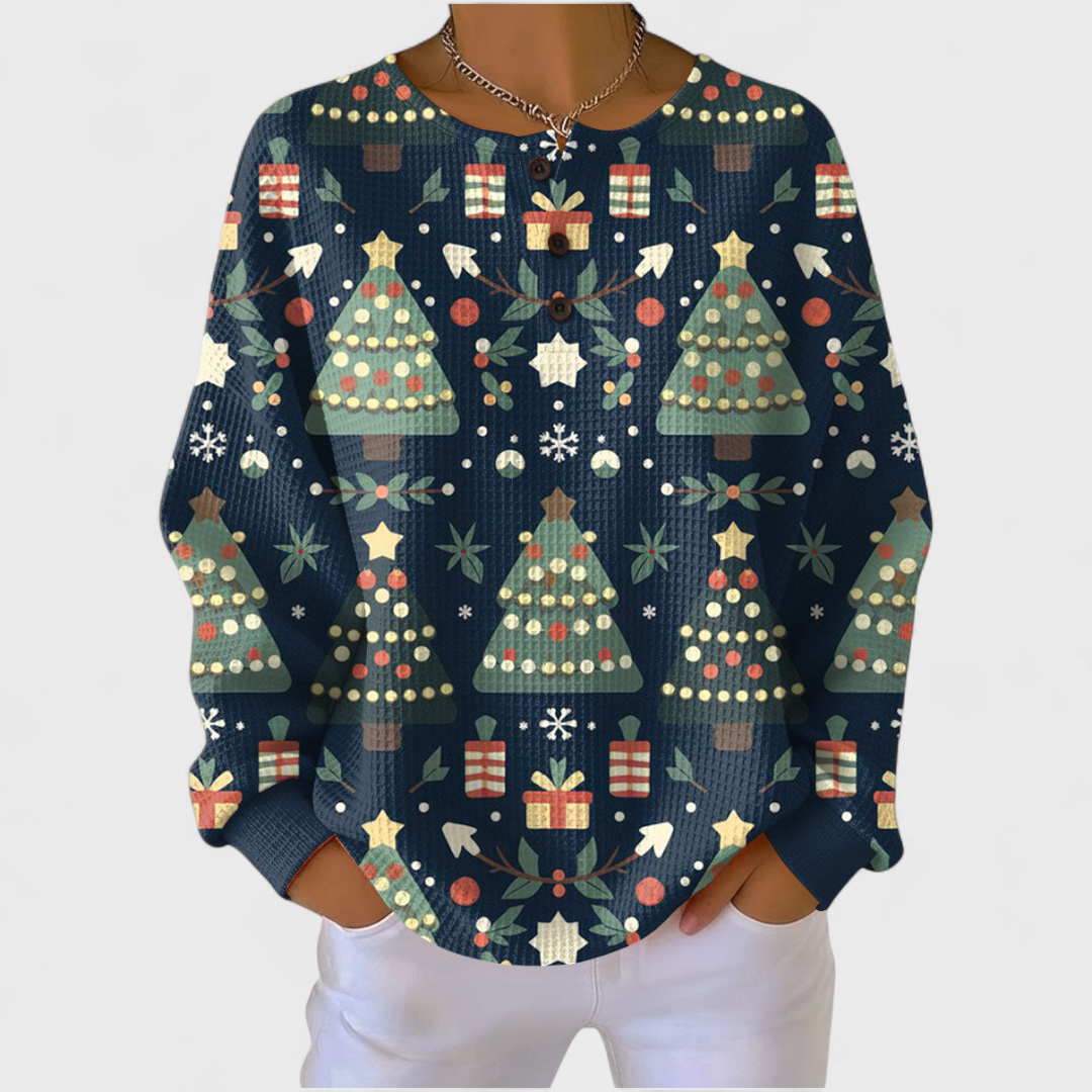 Sweatshirt Damen gemustert lässiger Schnitt Grosse Grössen – Fanny