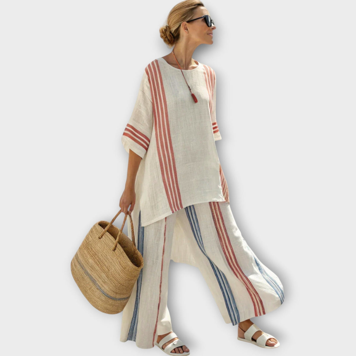 Anila - Elegantes Zweiteiliges Set Mit Gestreiftem Design