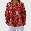 Sweatshirt Damen Rot Bedruckt Innen Weich und Warm – Karla