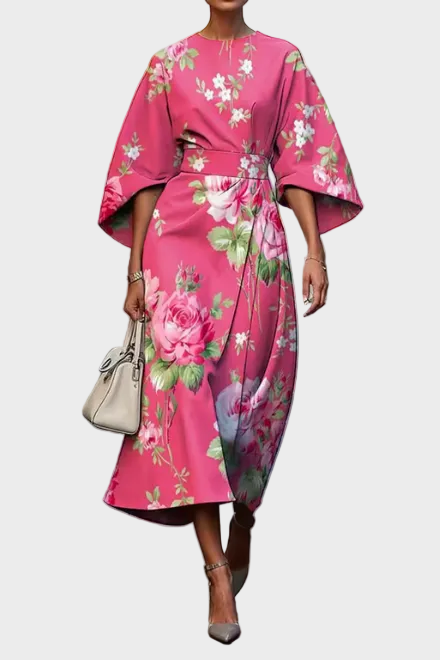 Moxlan - Blumenkleid mit fliessendem Rock
